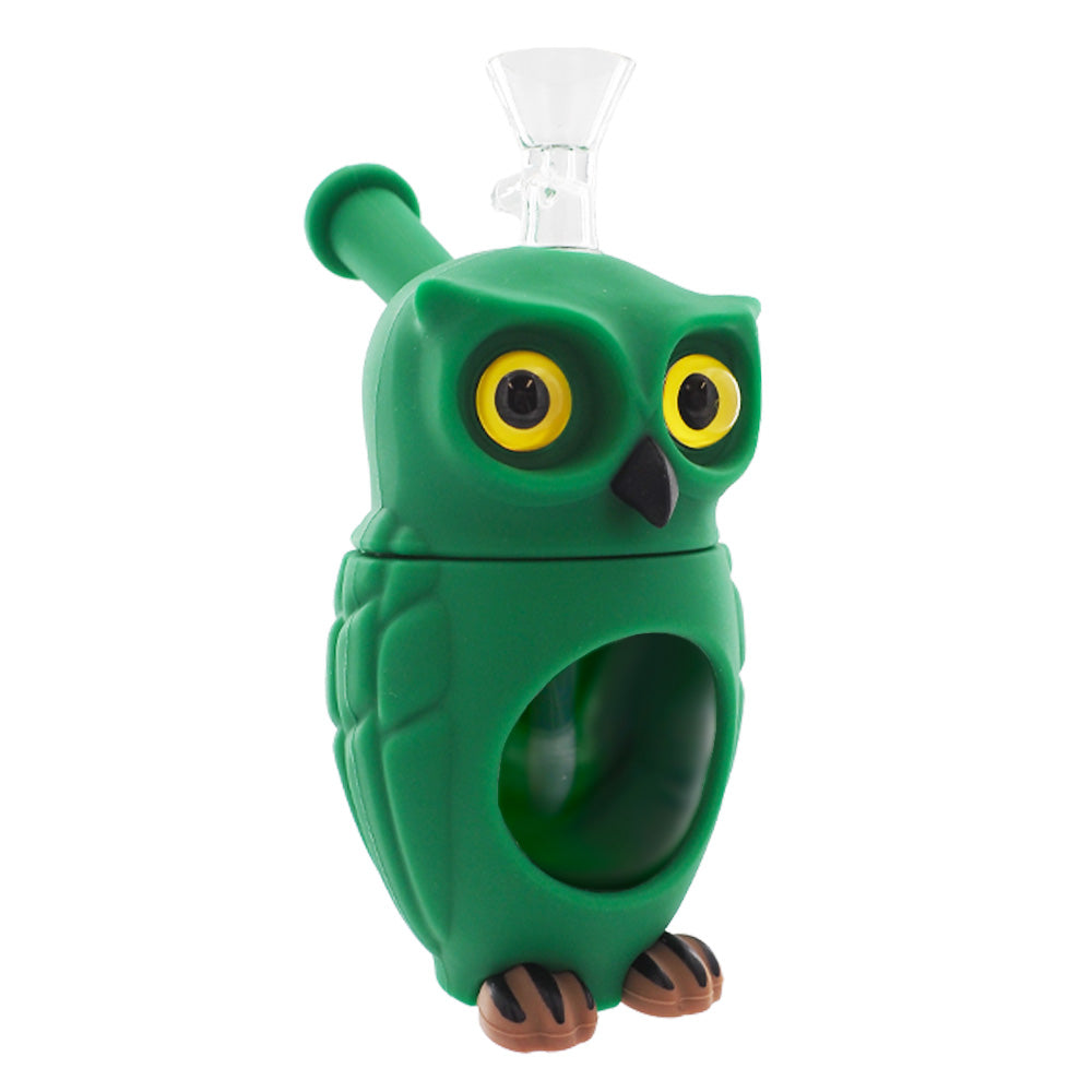 Owl Glass-Silicone Bong Green 16cm
