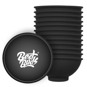 Taça de Mistura em Silicone Best Buds – Preta com Logo Branco | Resistente, Flexível, Inquebrável