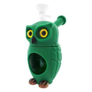Bong “Owl Eyes” – Silicone & Vidro 16cm | A Brisa da Sabedoria